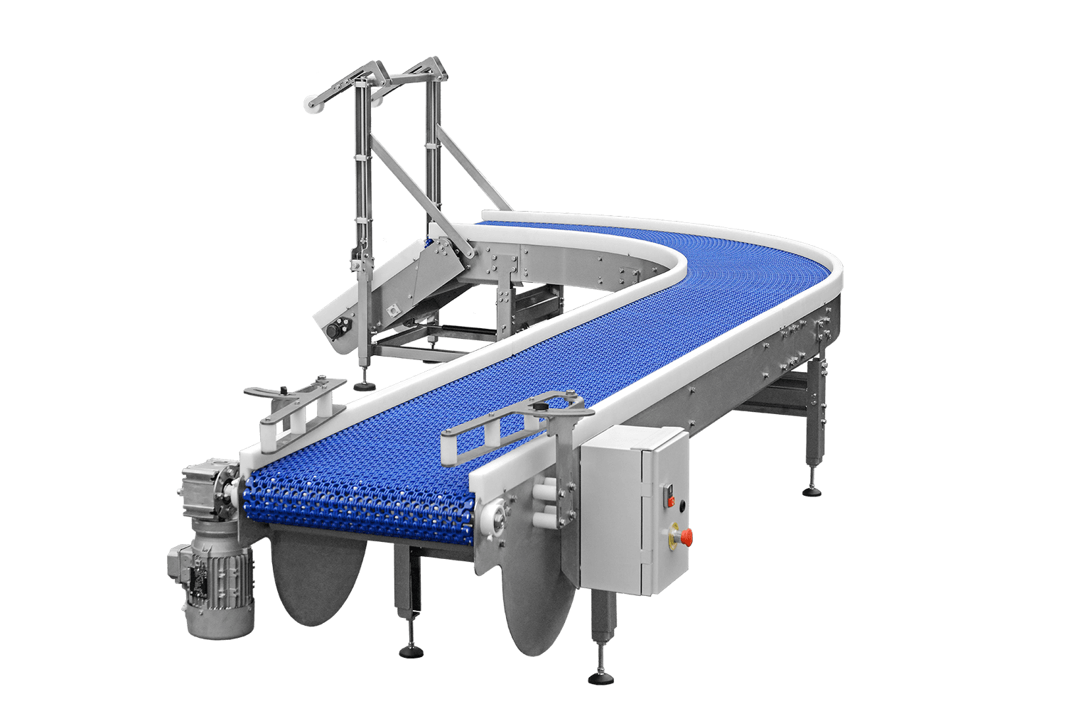 Modular curve conveyor with movable entrance