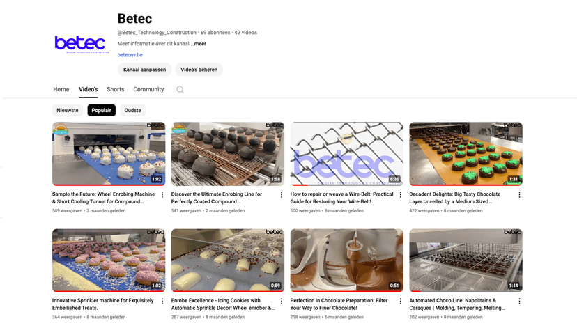BETEC’s YouTube-kanaal: Na 10 maanden al 42 video's en bijna 70 abonnees!