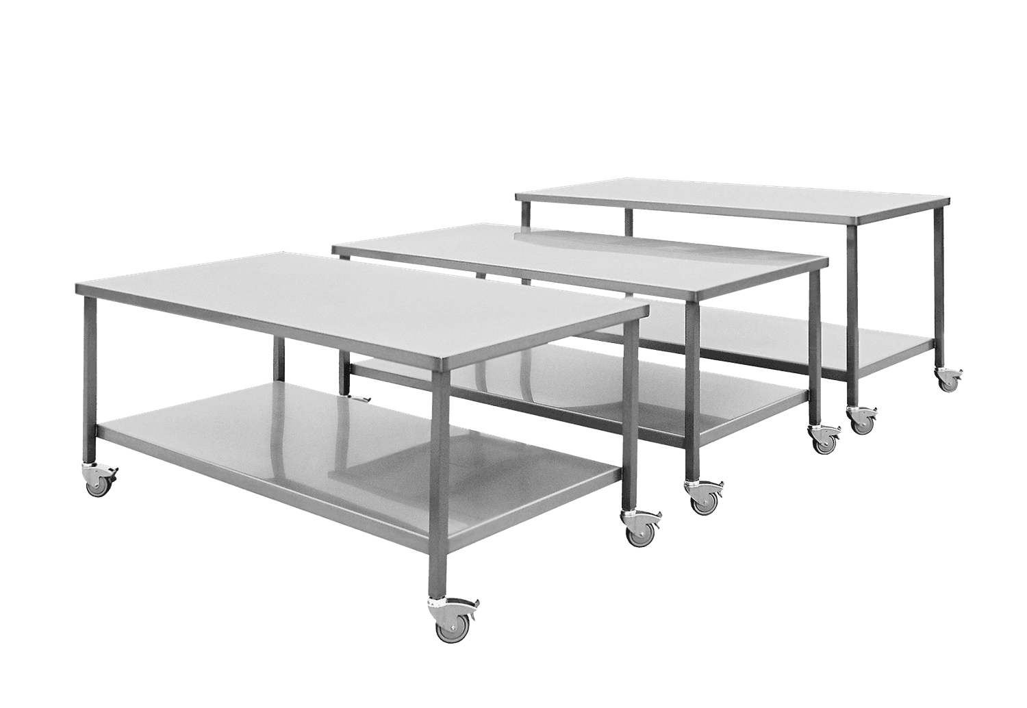Stainless steel work and packing tables