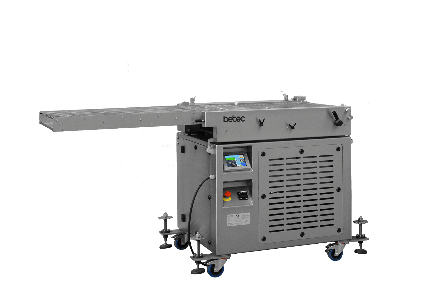 Bottomer and cooling conveyor with a water-cooled bottom plate
