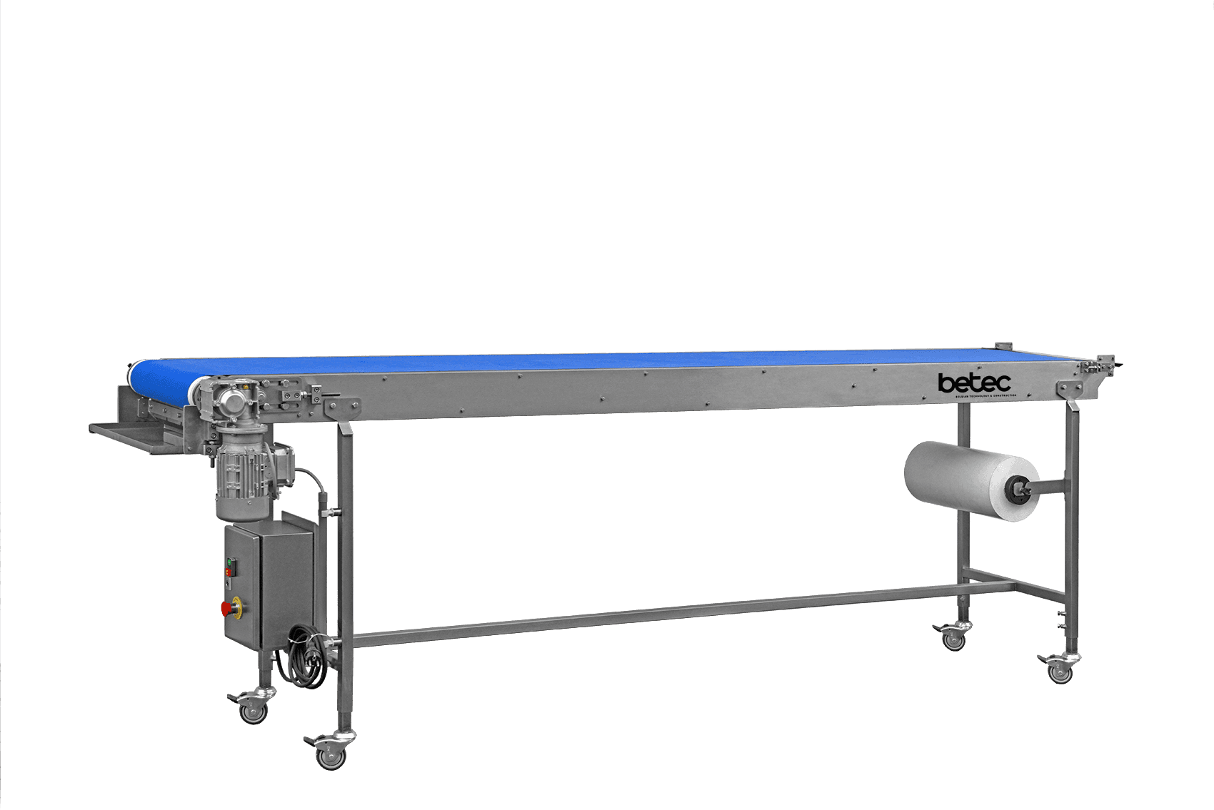TAKE-OFF CONVEYOR WITH PAPER ROLL FOR ENROBING MACHINE